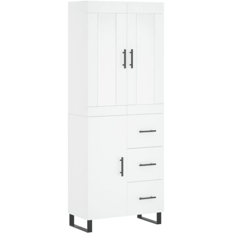Buffet haut  Meuble de rangement Blanc 69,5x34x180 cm Bois d'ingénierie