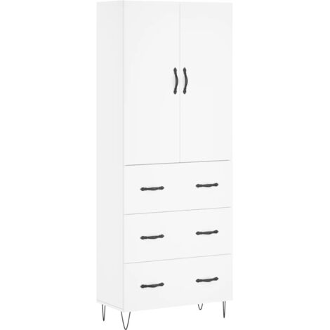 Buffet haut  Meuble de rangement Blanc 69,5x34x180 cm Bois d'ingénierie