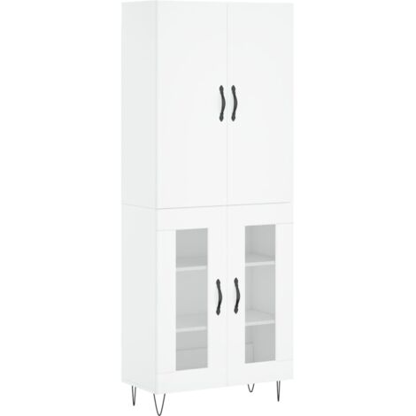 Buffet haut  Meuble de rangement Blanc 69,5x34x180 cm Bois d'ingénierie