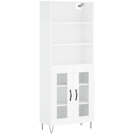 Buffet haut  Meuble de rangement Blanc 69,5x34x180 cm Bois d'ingénierie