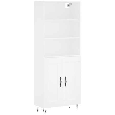 Buffet haut  Meuble de rangement Blanc 69,5x34x180 cm Bois d'ingénierie