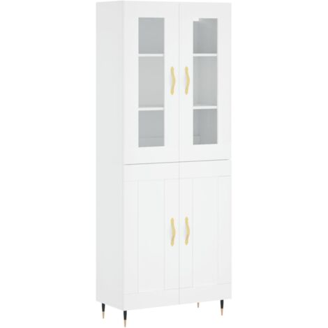 Buffet haut  Meuble de rangement Blanc 69,5x34x180 cm Bois d'ingénierie