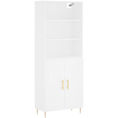 Buffet haut  Meuble de rangement Blanc 69,5x34x180 cm Bois d'ingénierie