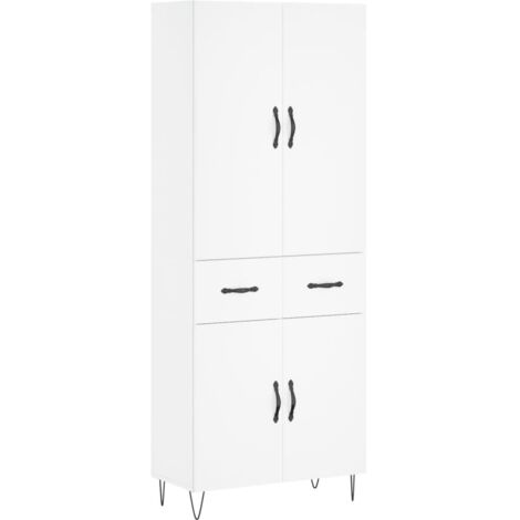 Buffet haut  Meuble de rangement Blanc 69,5x34x180 cm Bois d'ingénierie