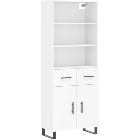 Buffet haut  Meuble de rangement Blanc 69,5x34x180 cm Bois d'ingénierie