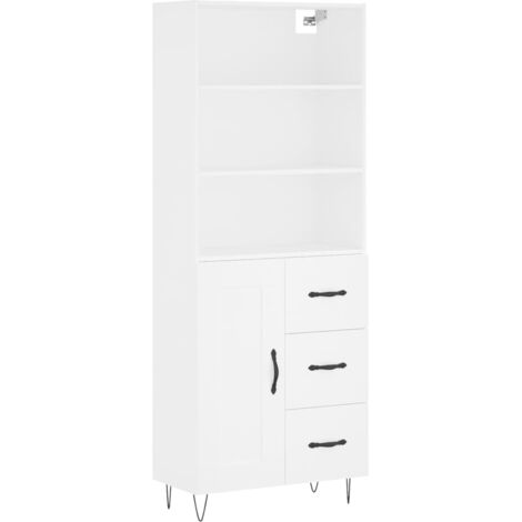 Buffet haut  Meuble de rangement Blanc 69,5x34x180 cm Bois d'ingénierie