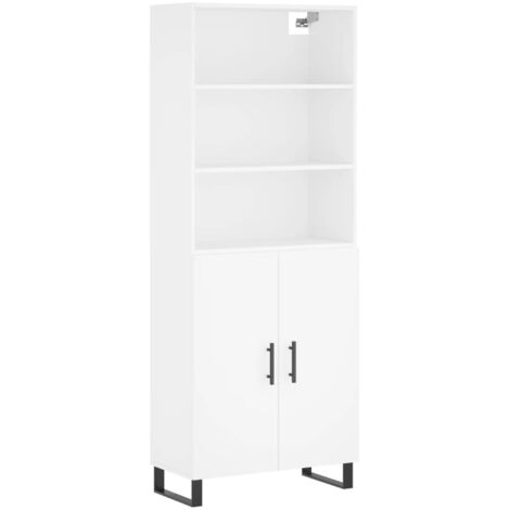 Buffet haut  Meuble de rangement Blanc 69,5x34x180 cm Bois d'ingénierie