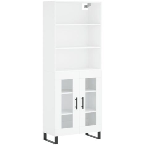 Buffet haut  Meuble de rangement Blanc 69,5x34x180 cm Bois d'ingénierie