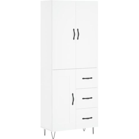 Buffet haut  Meuble de rangement Blanc 69,5x34x180 cm Bois d'ingénierie