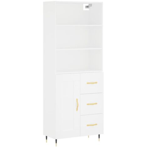 Buffet haut  Meuble de rangement Blanc 69,5x34x180 cm Bois d'ingénierie