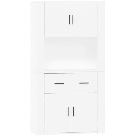 Buffet haut  Meuble de rangement Blanc Bois d'ingénierie