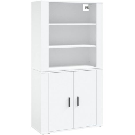 Buffet haut  Meuble de rangement Blanc Bois d'ingénierie