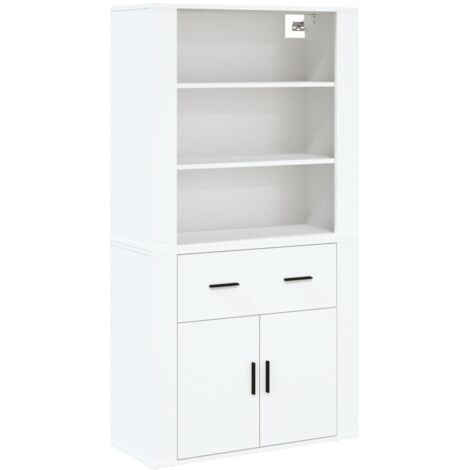 Buffet haut  Meuble de rangement Blanc Bois d'ingénierie