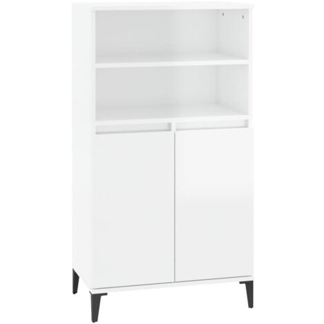 Buffet haut  Meuble de rangement Blanc brillant 60x36x110 cm Bois d'ingénierie