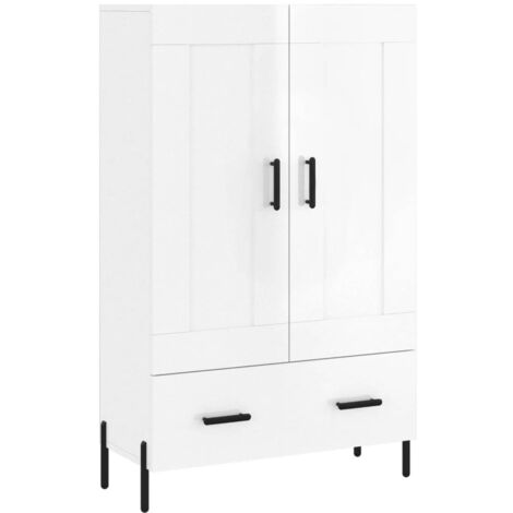 Buffet haut  Meuble de rangement blanc brillant 69,5x31x115 cm bois d'ingénierie
