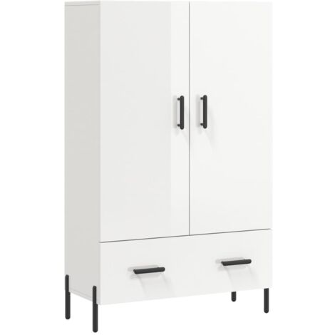 Buffet haut  Meuble de rangement blanc brillant 69,5x31x115 cm bois d'ingénierie