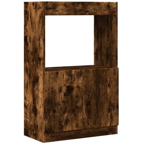 Buffet haut  Meuble de rangement chêne fumé 63x33x100 cm bois d'ingénierie