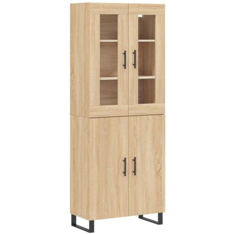 Buffet haut  Meuble de rangement Chêne sonoma 69,5x34x180 cm Bois d'ingénierie