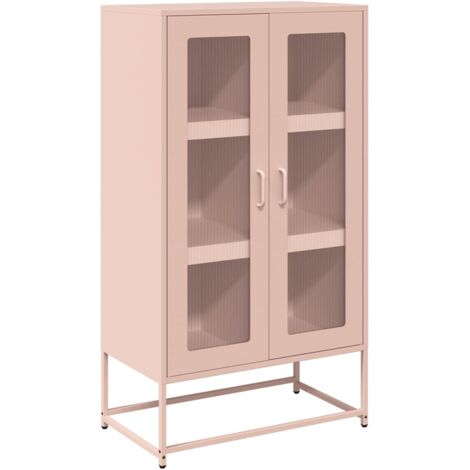 Buffet haut  Meuble de rangement rose 68x39x123 cm acier