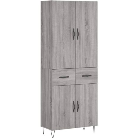 Buffet haut  Meuble de rangement Sonoma gris 69,5x34x180 cm Bois d'ingénierie