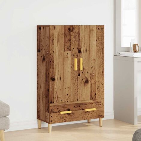 Buffet haut Meuble de rangement vieux bois 70x31x115 cm bois d'ingénierie