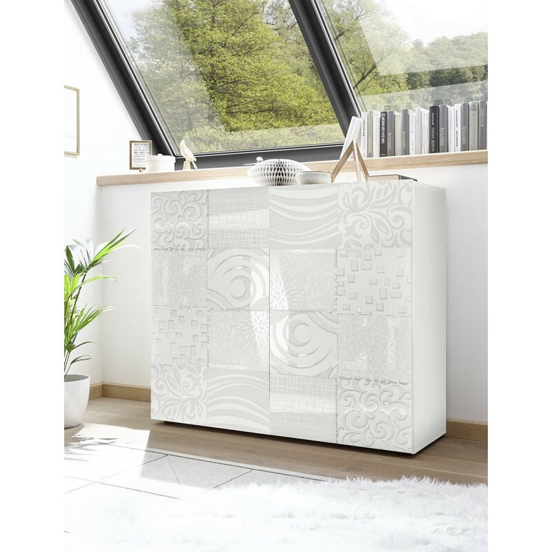 Buffet haut mirel 2 portes en Blanc 121 cm