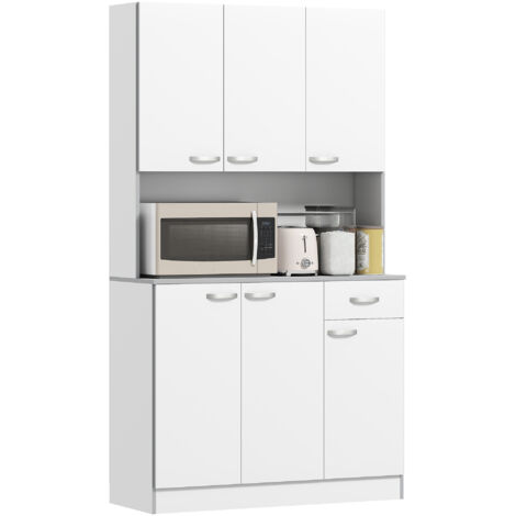 Buffet De Cuisine ACTUAL DIFFUSION – 6 Portes, 1 Tiroir, Imitation Chêne Et Gris, Dimensions 121,5x176x36,3 Cm