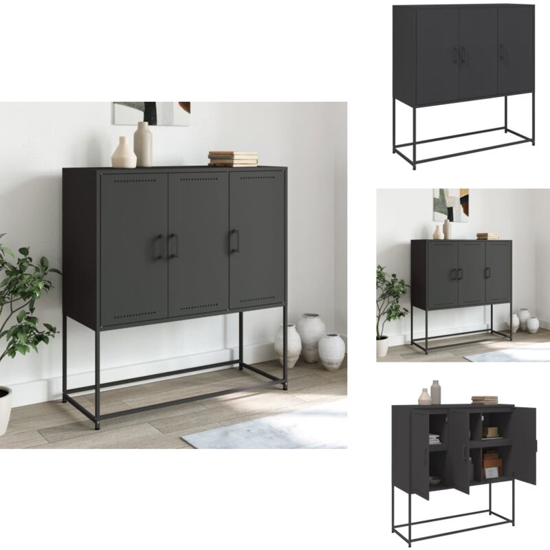 Vidaxl - Buffet haut noir 100,5x39x107 cm acier - Buffet Design Industriel - Meuble Rangement Salon - Armoire Grande Capacité - Étagères Métalliques