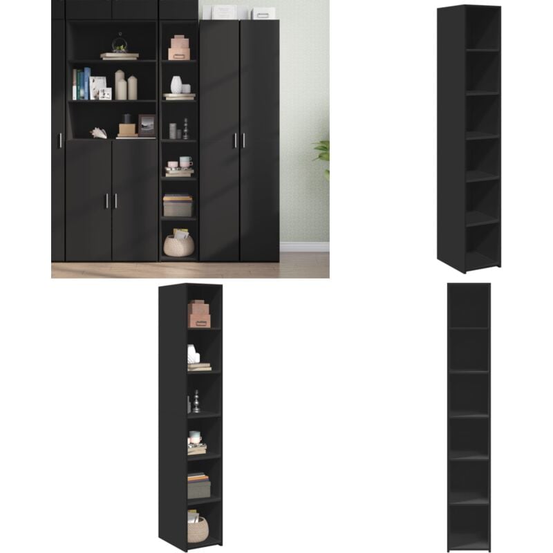 Vidaxl - Buffet haut noir 30x41x185 cm bois d'ingénierie - Buffet Design Intemporel - Meuble Rangement Noir - Commode Bois D'ingénierie - Armoire