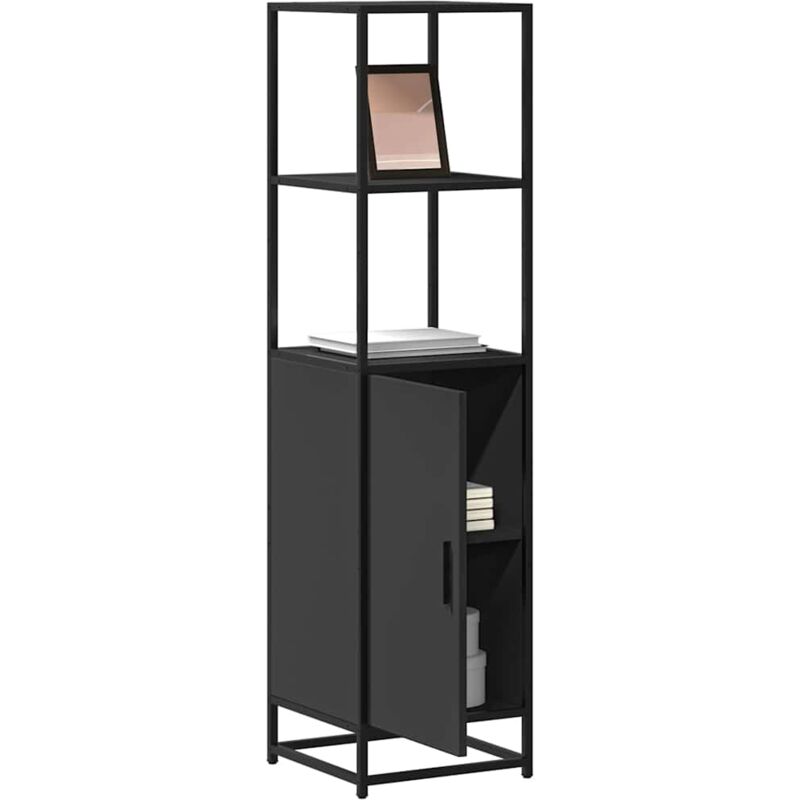Vidaxl - Buffet haut noir 35,5x35x139 cm bois d'ingénierie et métal