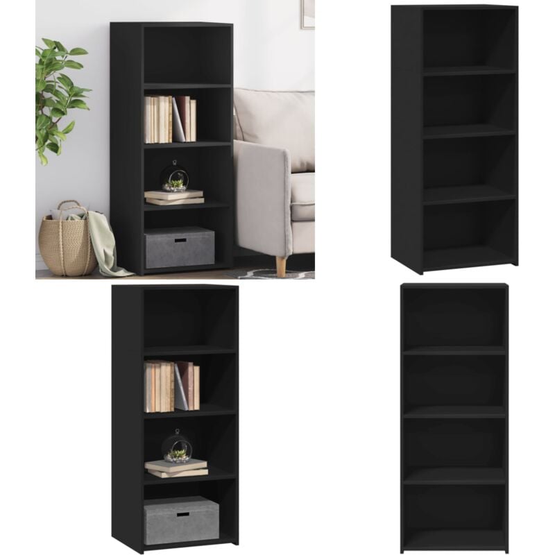 Vidaxl - Buffet haut noir 50x41x124 cm bois d'ingénierie - Buffet Design Moderne - Meuble Rangement Cuisine - Commode Noir - Buffet En Bois