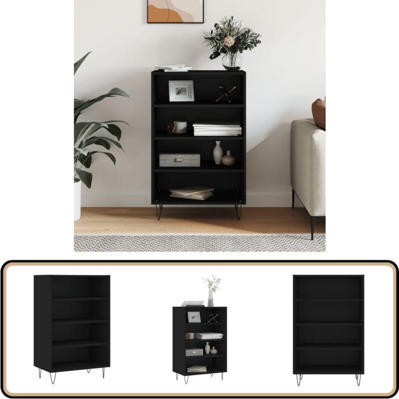 Vidaxl - Buffet haut noir 57x35x90 cm bois d'ingénierie - Buffet Design Moderne - Meuble Rangement Cuisine - Armoire Haute - Buffet Noir - Buffet