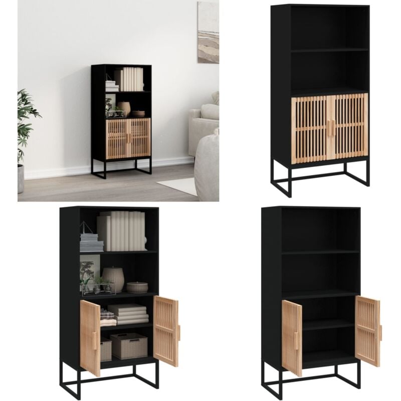 Vidaxl - Buffet haut noir 60x35x125 cm bois d'ingénierie - Buffet Design Scandinave - Buffet Moderne - Buffet Noir - Meuble Rangement - Buffet Salle
