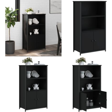 Buffet haut noir 62x32x103,5 cm bois d'ingénierie - Buffet Design Moderne - Meuble Rangement - Armoire Noire - Commode Salon - Mobilier Chambre - Home & Living