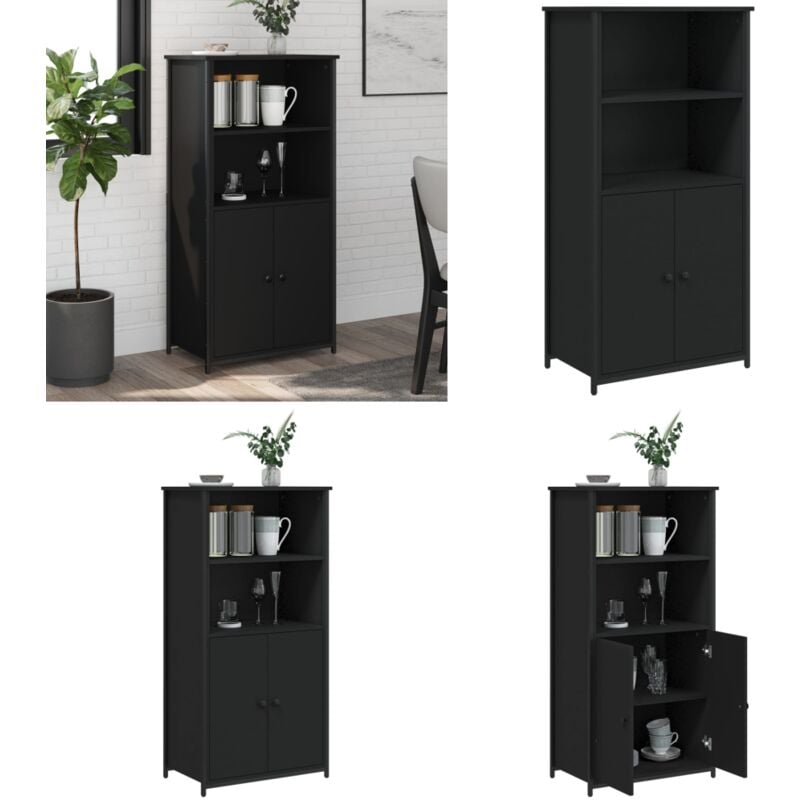 Vidaxl - Buffet haut noir 62x36x121,5 cm bois d'ingénierie - Buffet Design Moderne - Meuble Rangement - Armoire Noire - Commode Élégante - Mobilier