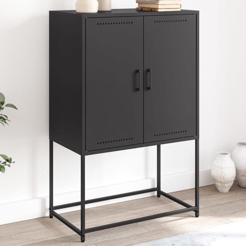 Vidaxl - Buffet haut noir 68,5x38,5x107 cm acier