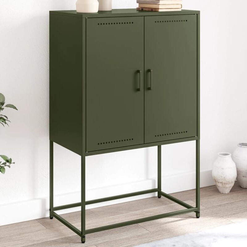 Vidaxl - Buffet haut vert olive 68,5x38,5x107 cm acier