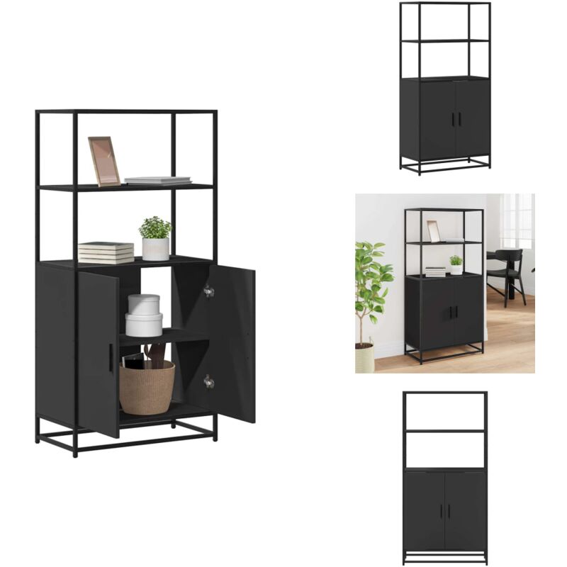 Vidaxl - Buffet haut noir 68x35x139 cm bois d'ingénierie et métal - Buffet Haut - Buffets Hauts - Armoire Latérale - Armoire Haute