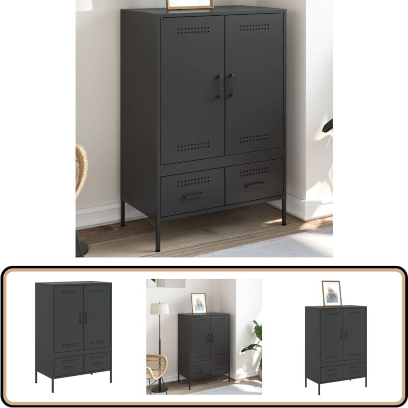 Vidaxl - Buffet haut noir 68x39x101,5 cm acier - Buffet Design Industriel - Meuble Rangement - Buffet Noir - Buffet Acier - Buffet Contemporain