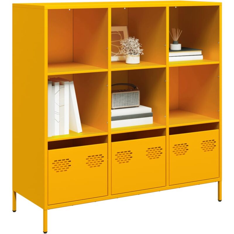 Vidaxl - Buffet haut jaune moutarde 101,5x39x103,5 cm acier