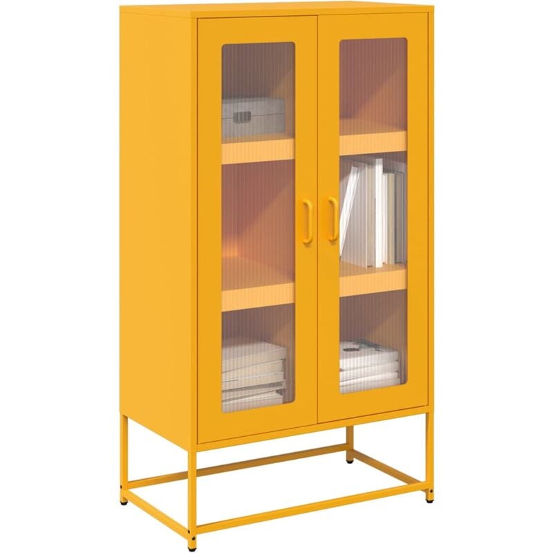 Vidaxl - Buffet haut jaune moutarde 68x39x123 cm acier