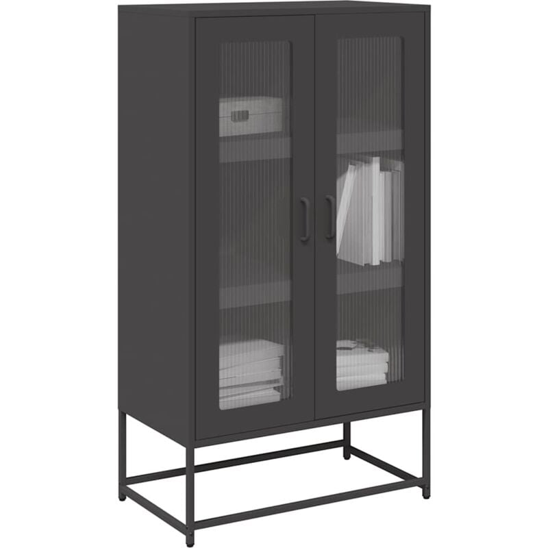 vidaXL Buffet haut noir 68x39x123 cm acier