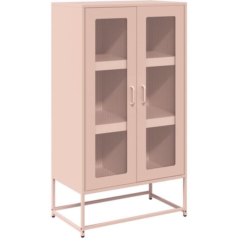Vidaxl - Buffet haut rose 68x39x123 cm acier