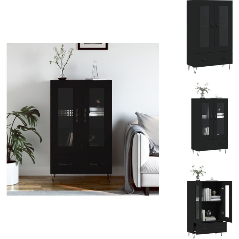 Vidaxl - Buffet haut noir 69,5x31x115 cm bois d'ingénierie - Buffet Design Moderne - Meuble Rangement - Armoire Noire - Buffet Cuisine - Mobilier