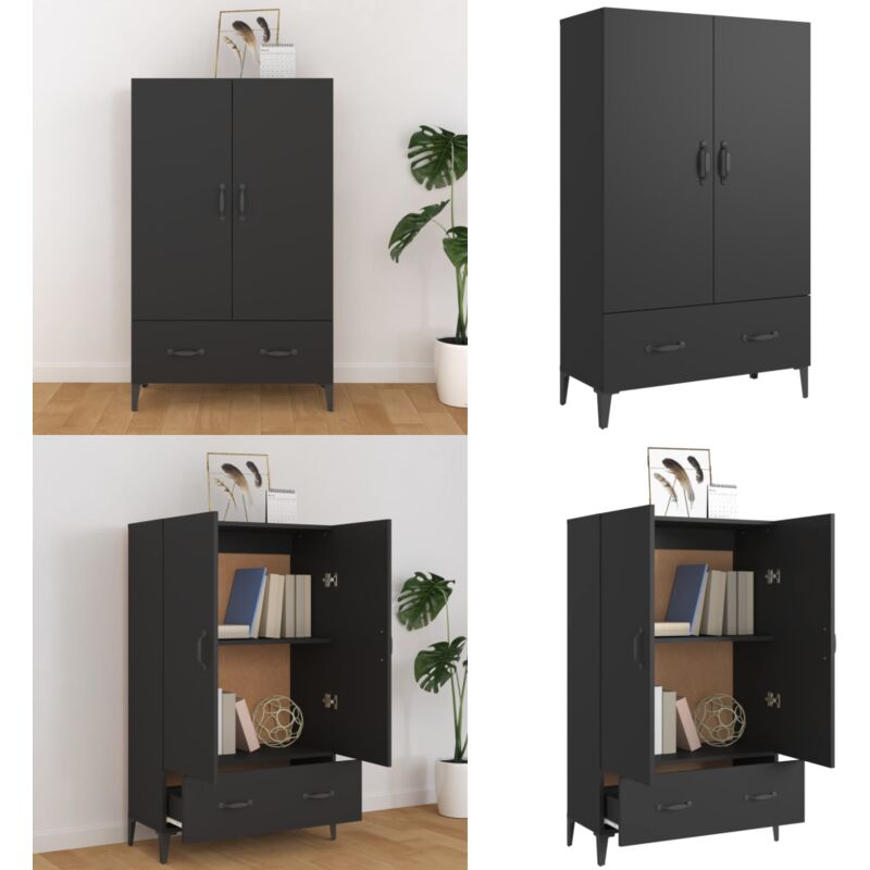 Vidaxl - Buffet haut noir 70x31x115 cm bois d'ingénierie - Buffet Noir - Meuble Rangement - Commode - Armoire Laterale - Mobilier Salon - Home &