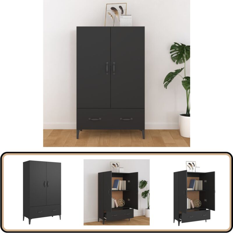 Vidaxl - Buffet haut noir 70x31x115 cm bois d'ingénierie - Buffet Noir - Meuble Rangement - Commode - Armoire Laterale - Mobilier Salon