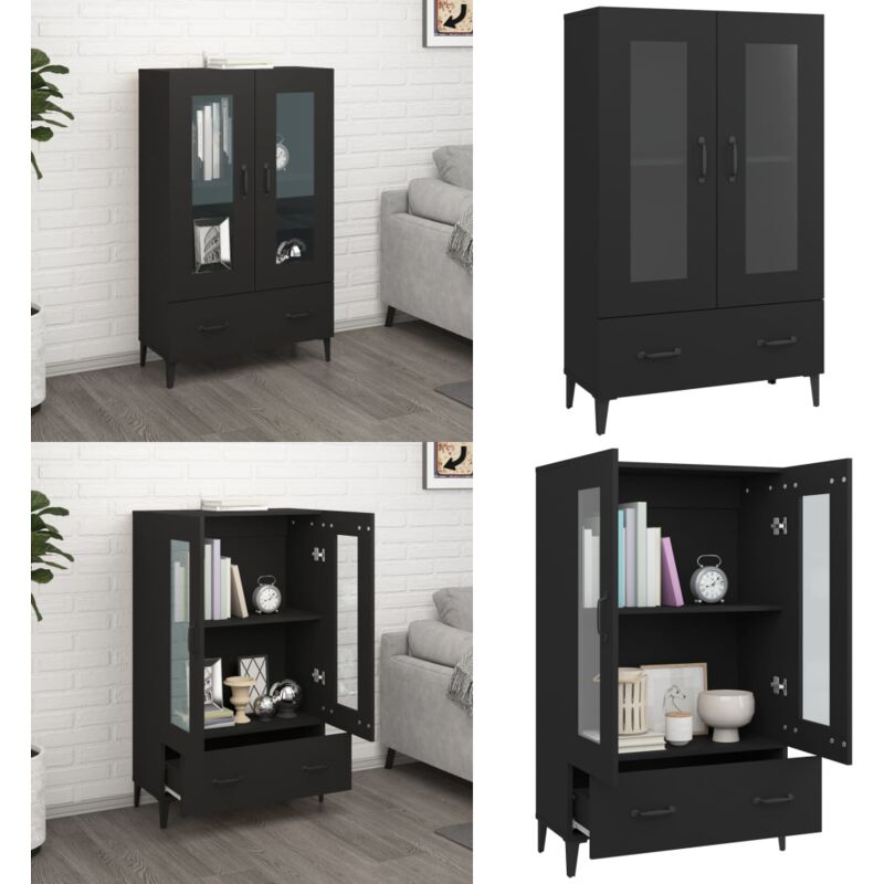 Vidaxl - Buffet haut noir 70x31x115 cm bois d'ingénierie - Buffet Noir - Meuble Rangement - Commode - Armoire - Mobilier Salon - Home & Living