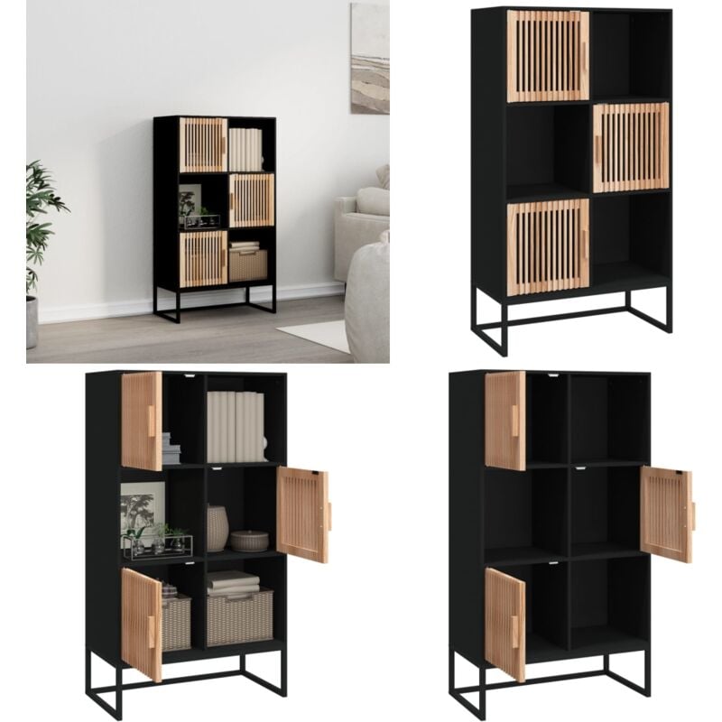 Vidaxl - Buffet haut noir 70x35x125 cm bois d'ingénierie - Buffet Design Scandinave - Meuble Rangement Noir - Buffet Moderne - Commode Rangement