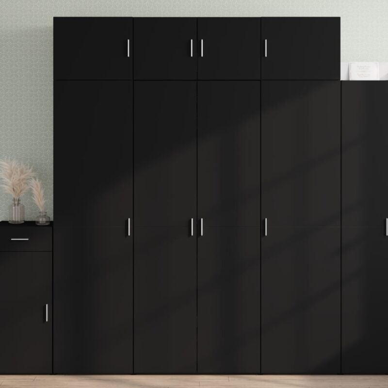 Vidaxl - Buffet haut noir 80x42,5x185 cm bois d'ingénierie