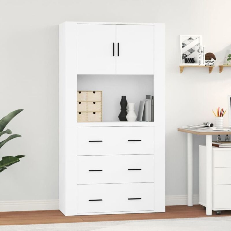 vidaXL Buffet haut Blanc Bois d'ingénierie3185383